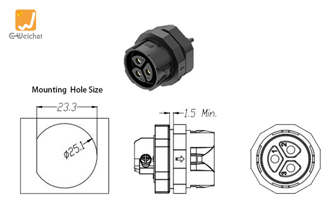 EW-M23MP-3P Male and Female Connectors