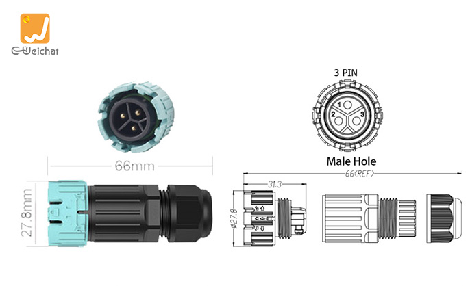 EW-M23M-3P Male and Female Connectors