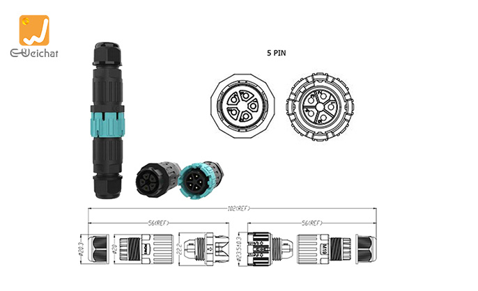 EW-M19MF-5P IP68 Waterproof Cable Connector