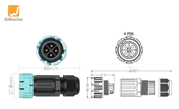 EW-M23M-4P Male and Female Connectors
