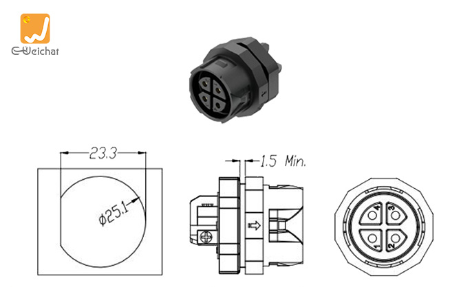 EW-M23MP-4P Panel Mount Power Connector