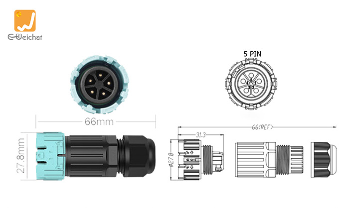 EW-M23MP-5P Waterproof Quick Connect Wire Connectors