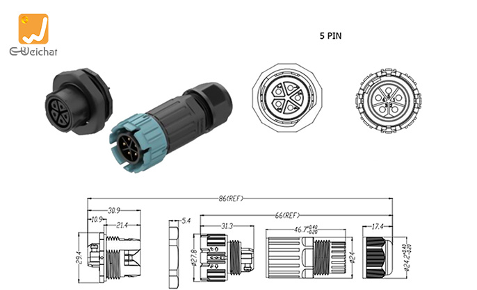 EW-M23MP-5P Waterproof Quick Connect Wire Connectors
