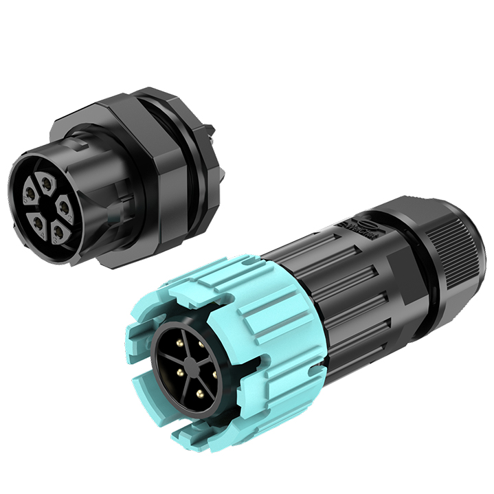 M19MP 5 Pins Waterproof Outdoor Cable Connector Front Panel Male Female Waterproof Connector