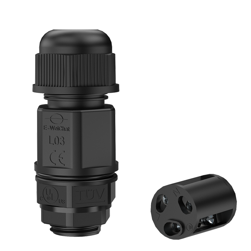 EW-L03 IP68 Waterproof 3 Pin Screw Type Outdoor Electrical Cable Connectors