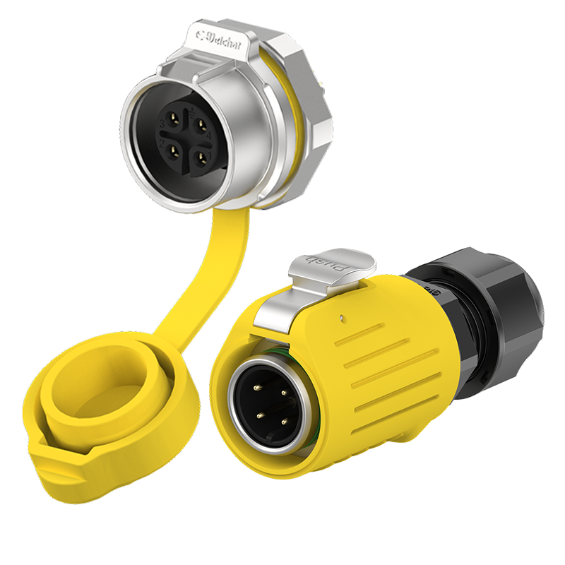 LP16 Yellow Waterproof Panel Mount Connector 4 Pin 10A Waterproof Wire Connectors