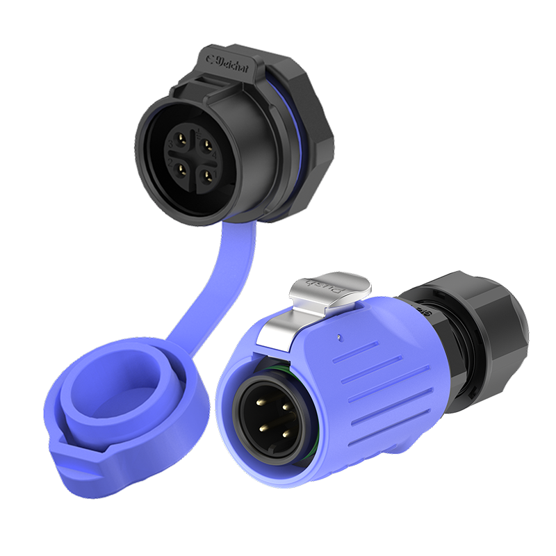 LP16 4 Pin Blue Panel Mount Waterproof Plug and Socket Connector 10A Waterproof Aviation Plug All Plastic