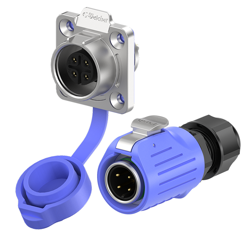 LP16 Blue Flange 4 Pin Outdoor Waterproof Electrical Wire Connector 10A Aviation Waterproof Connector