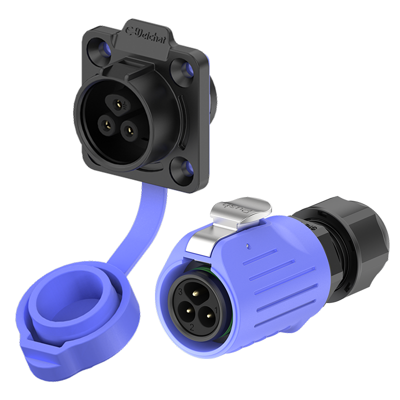 LP16 3 Pin Flange Blue 10A Power Outdoor Waterproof Electrical Wire Connector