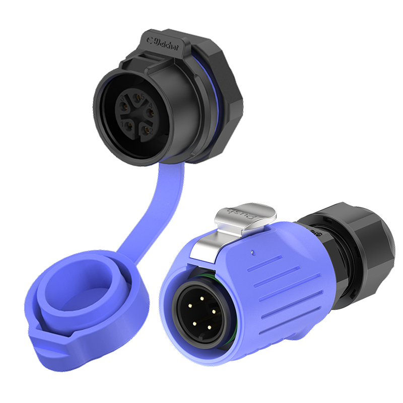 LP16 5A Power Blue Panel 5 Pin Waterproof IP68 Cable Connector Male and Female Connectors All Plastic