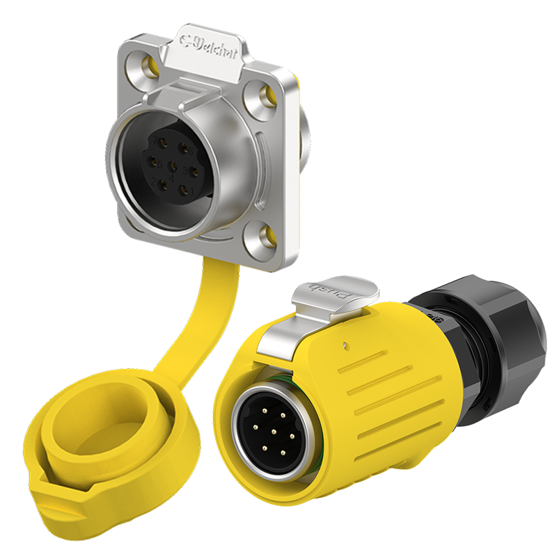 LP16 5A Yellow Waterproof Connector Flange 7 Pin Industrial Waterproof Connector