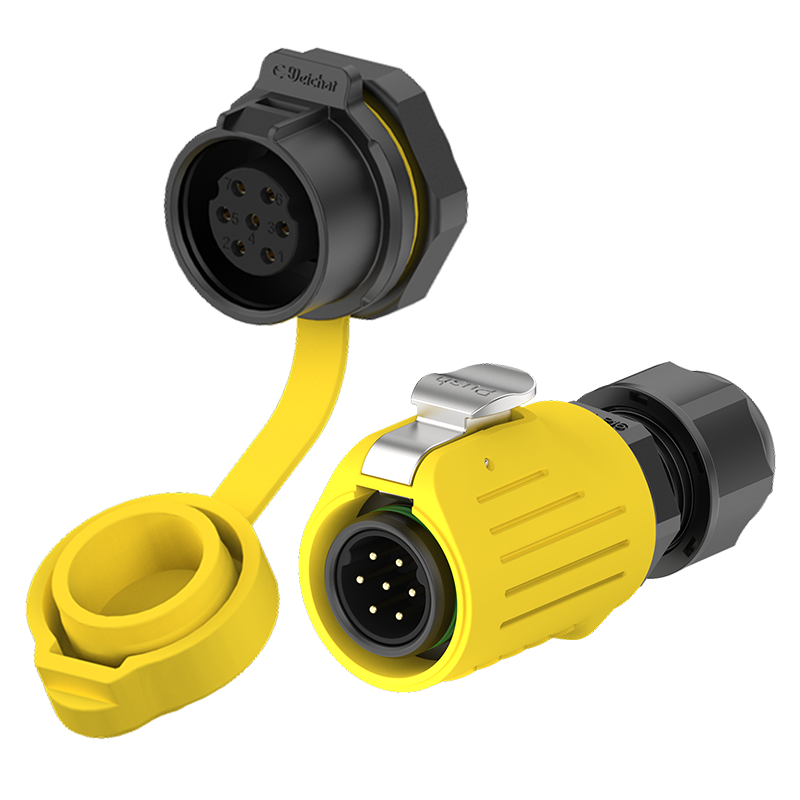 LP16 5A Yellow Power Waterproof Connector Panel 7 Pin Electrical Waterproof Connectors All Plastic