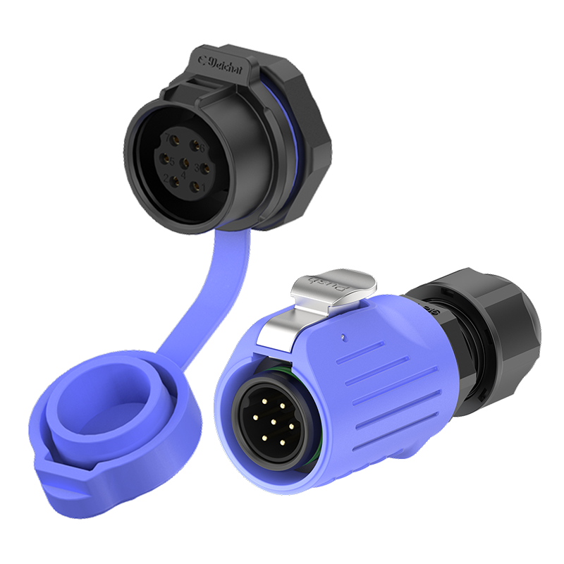 LP16 5A Blue Power Waterproof Connector Panel 7 Pin Electrical Waterproof Connectors All Plastic