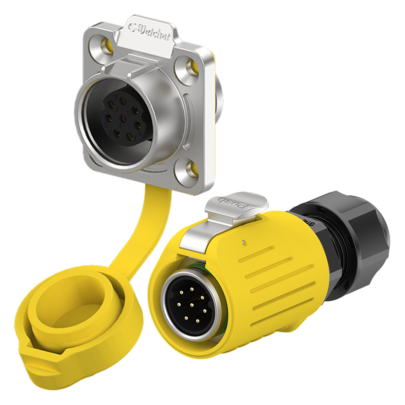 LP16 5A Yellow Outdoor Waterproof Wire Connectors Flange 8 Pin Electrical Waterproof Connectors
