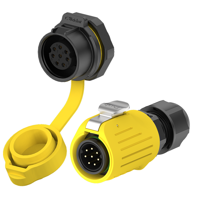 LP16 5A Power Yellow Waterproof Connector Panel 8 Pin Waterproof Plug and Socket Connector