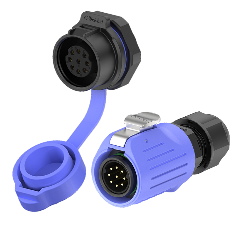 LP16 5A Blue Power Waterproof Connector Panel 9 Pin All Plastic Reverse Mounting Aviation Plug Connector Socket