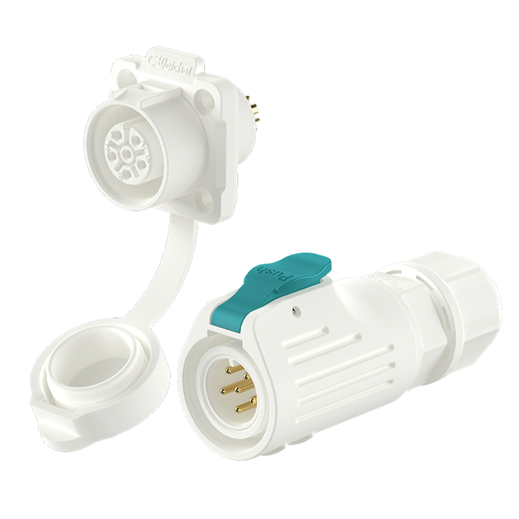 LP12 White Flange 6 Pin Industrial Waterproof Connector Aviation Plug Connector Socket