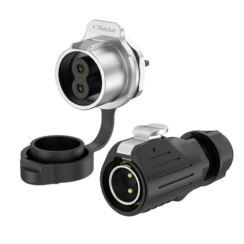 LP20 2Pin Screw Type Waterproof Aviation Connector Cable Plug Panel Metal + Plastic 20A Power