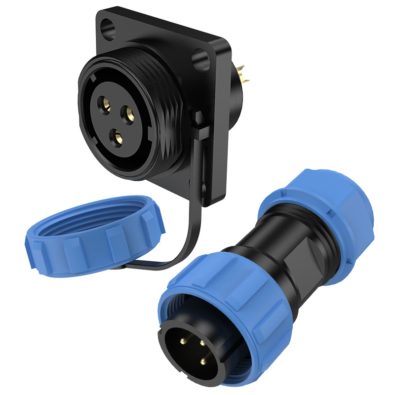 SP17 3 Pin Electrical Waterproof Connectors Flange Circular Plug Socket