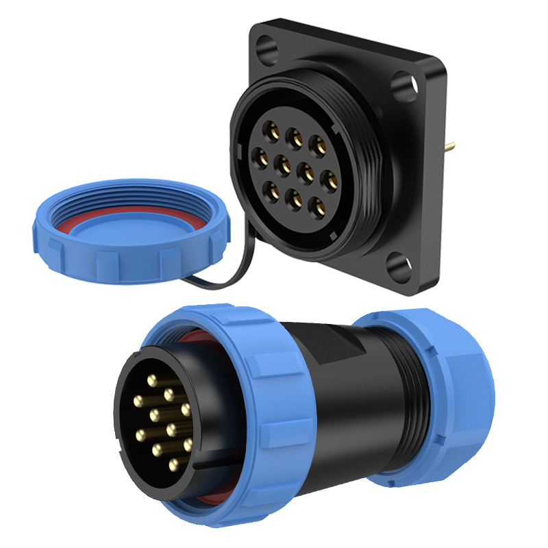 SP29 10 Pin Flange Circular Connector Electrical Cable Connectors Waterproof