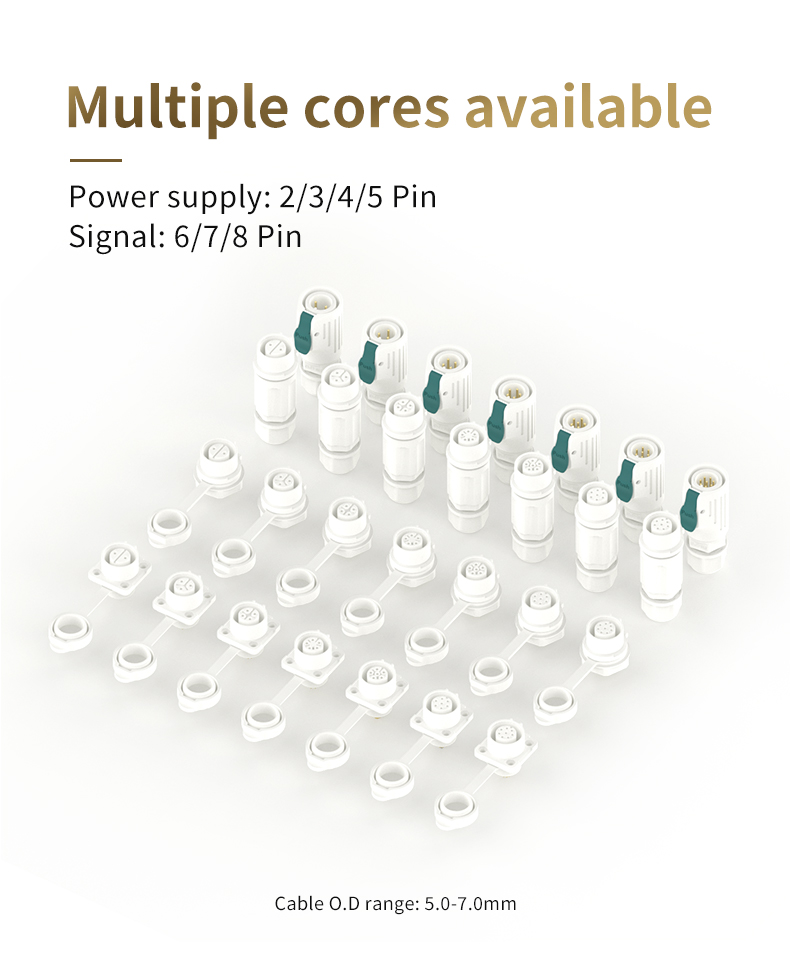 LP12 White Waterproof Connector