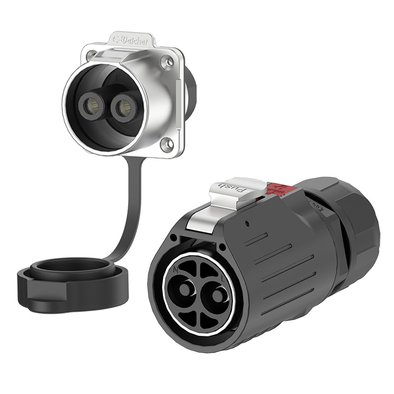 LP32 2 Pin IP68 Industrial Connectors Flange Mount Outdoor Electrical Cable Connectors Waterproof Wire Connectors