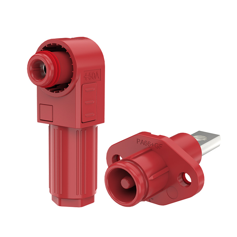 EW Screw Hole Single Core Energy Storage Connector Red Positive IP67 Waterproof 50A Non-Rotatable BESS Connector