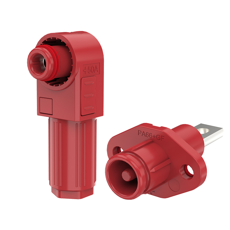 EW Smooth Hole High Protective Energy Storage Connector Red Positive 50A Non-Rotatable DC Battery Connectors