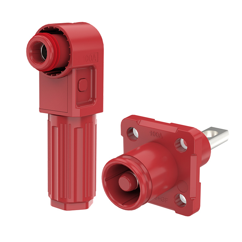 EW Smooth Hole Energy Storage Plug Connectors Red Positive IP67 Energy Storage Connector Waterproof 100A Rotatable
