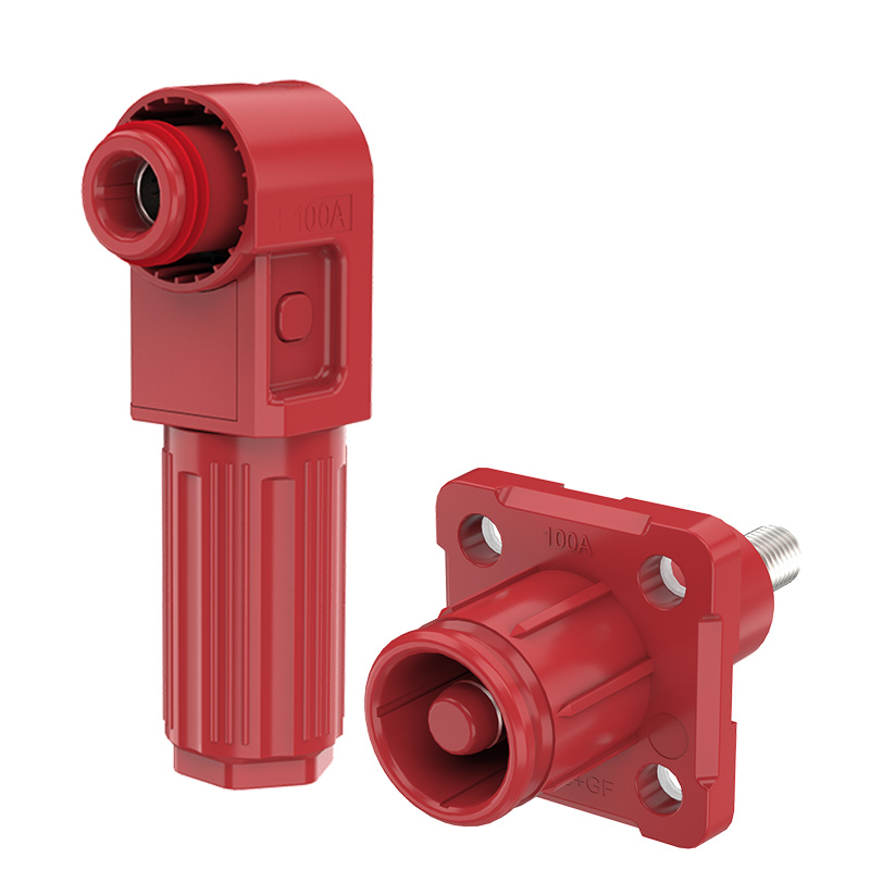 EW Stud Single Core Energy Storage Connector Red Positive 100A Non-Rotatable IP67 Energy Storage Connector Waterproof