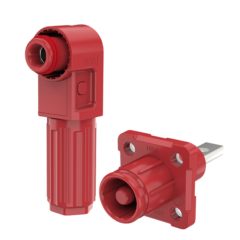 EW Screw Hole Single Core Energy Storage Connector Red Positive IP67 Waterproof 100A Non-Rotatable BESS Connector