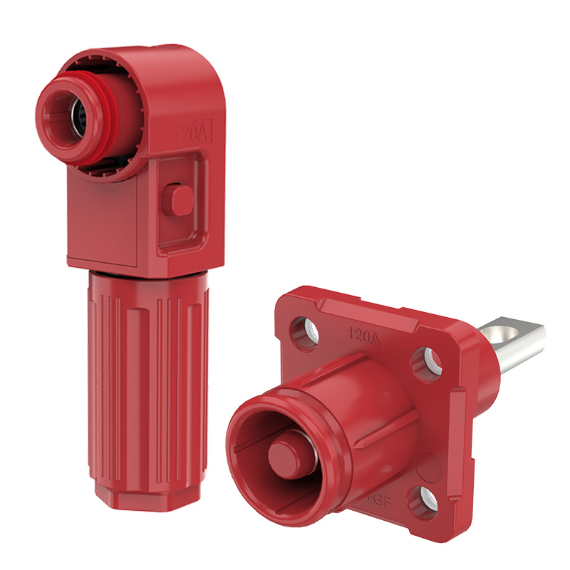 EW Smooth Hole High Protective Energy Storage Connector Red Positive 120A Non-Rotatable DC Battery Connectors
